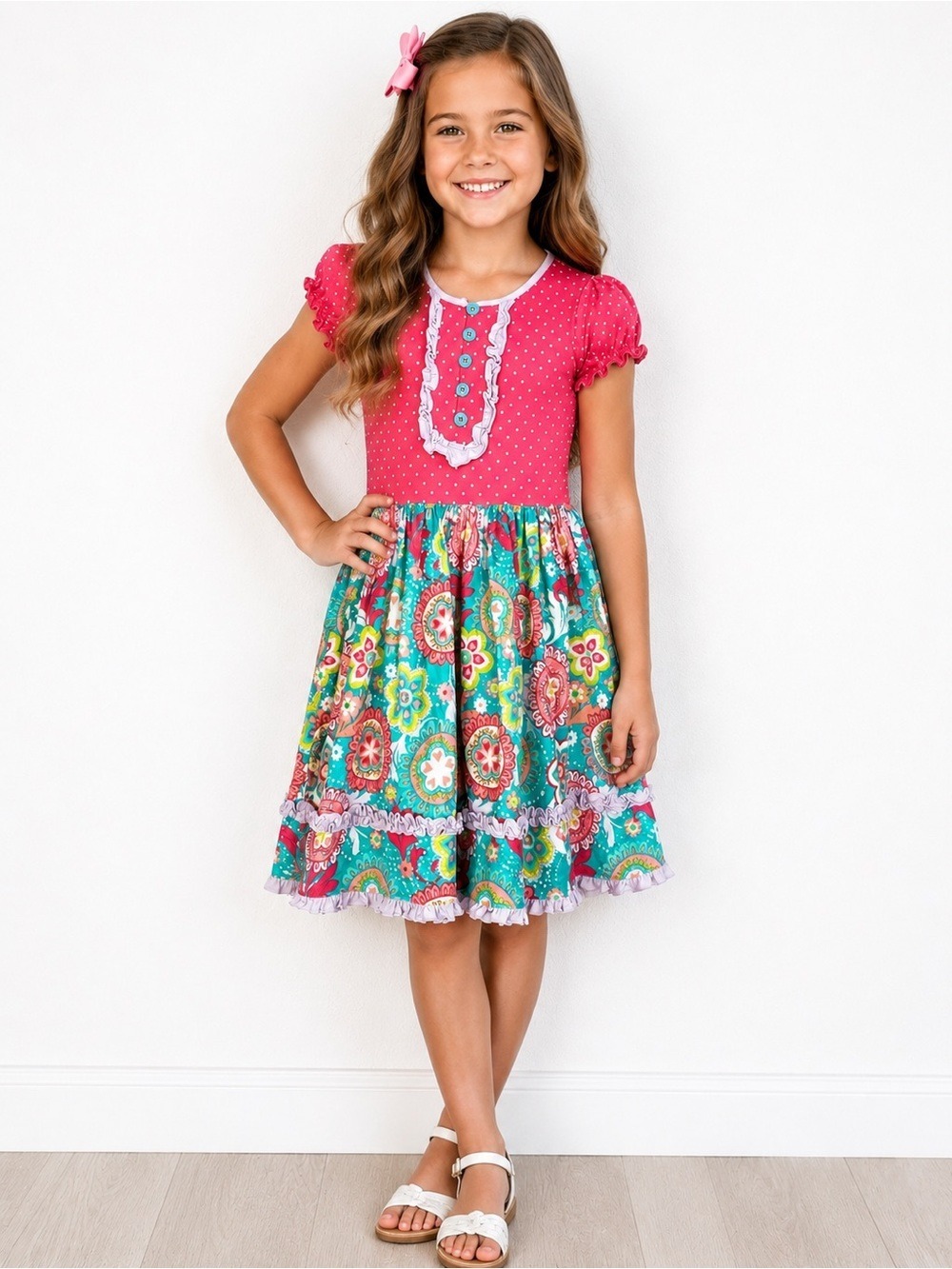 Matilda Jane Wonderment Pretty In Patterns Floral Dress Turquoise Pink size 10